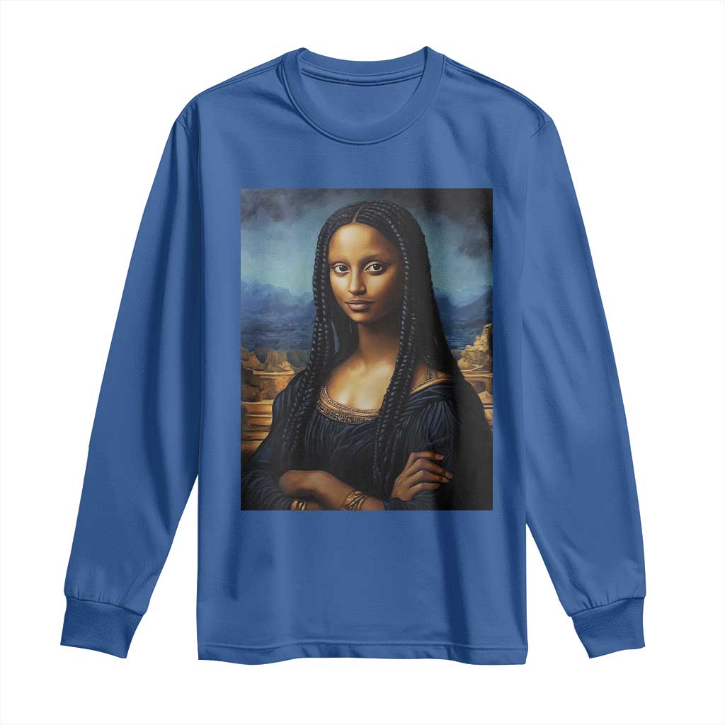 Black Women Pride Long Sleeve Shirt Melanin Mona Lisa Afro Queen Aesthetic Black History