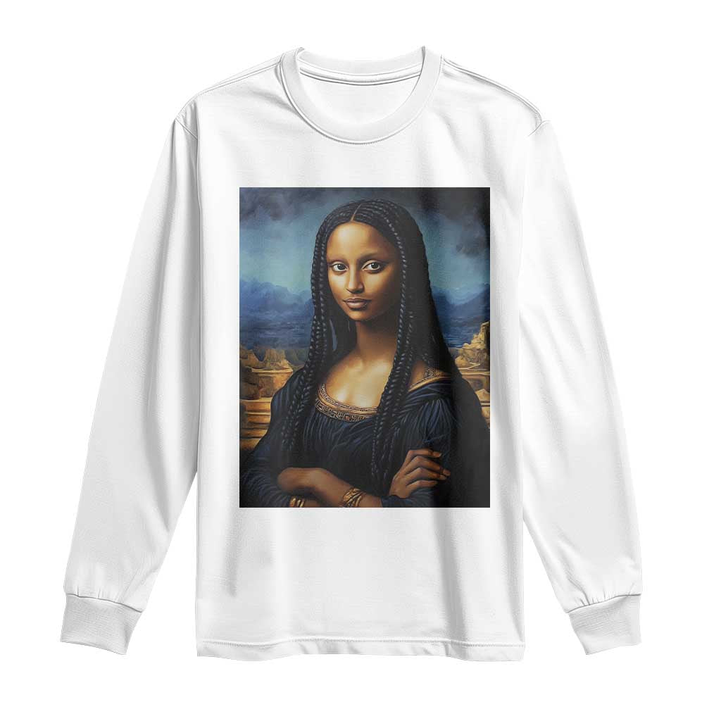 Black Women Pride Long Sleeve Shirt Melanin Mona Lisa Afro Queen Aesthetic Black History