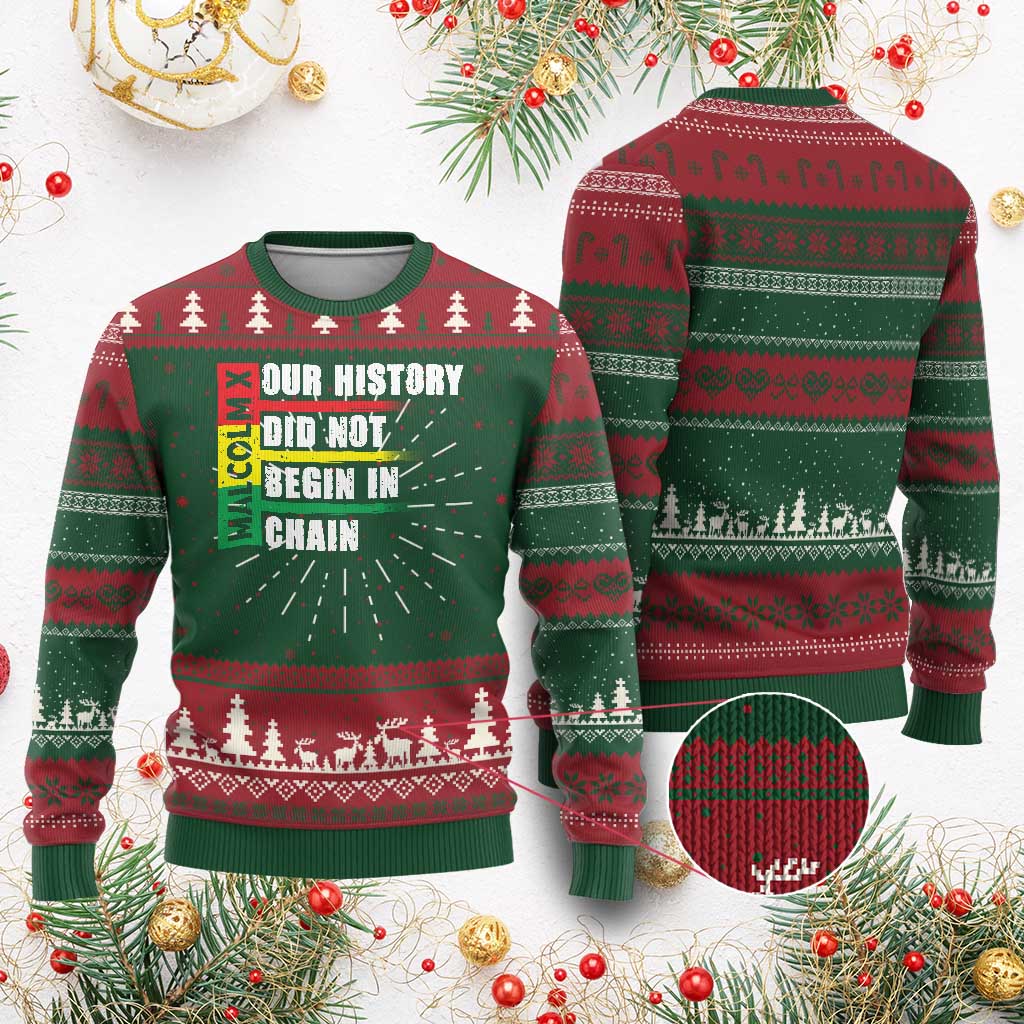 Malcolm X Knit Sweatshirt Our History Did Not Begin In Chains