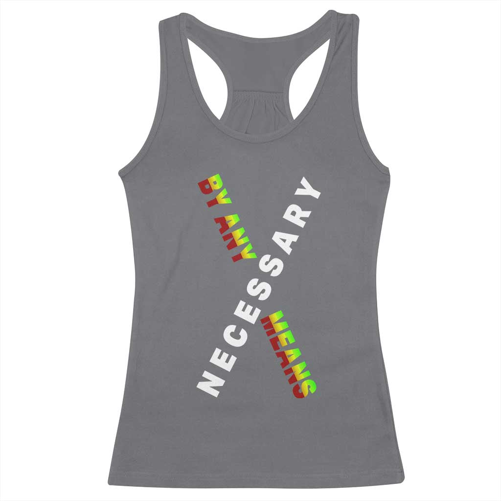 Malcolm X Racerback Tank Top By Any Means Necessary  Black History