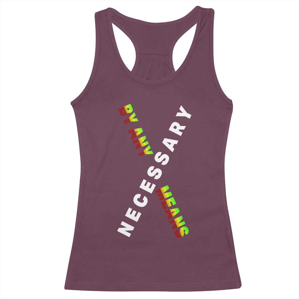 Malcolm X Racerback Tank Top By Any Means Necessary  Black History