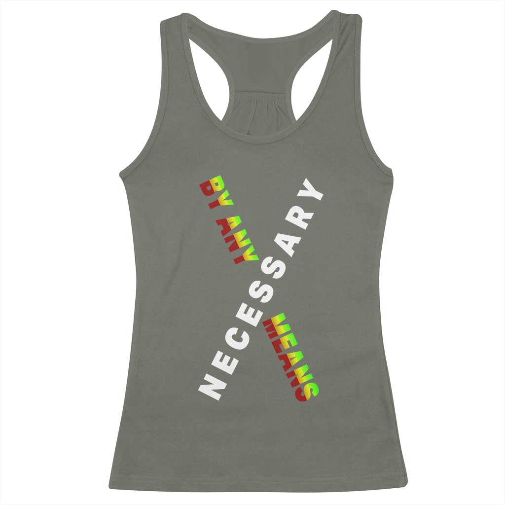 Malcolm X Racerback Tank Top By Any Means Necessary  Black History