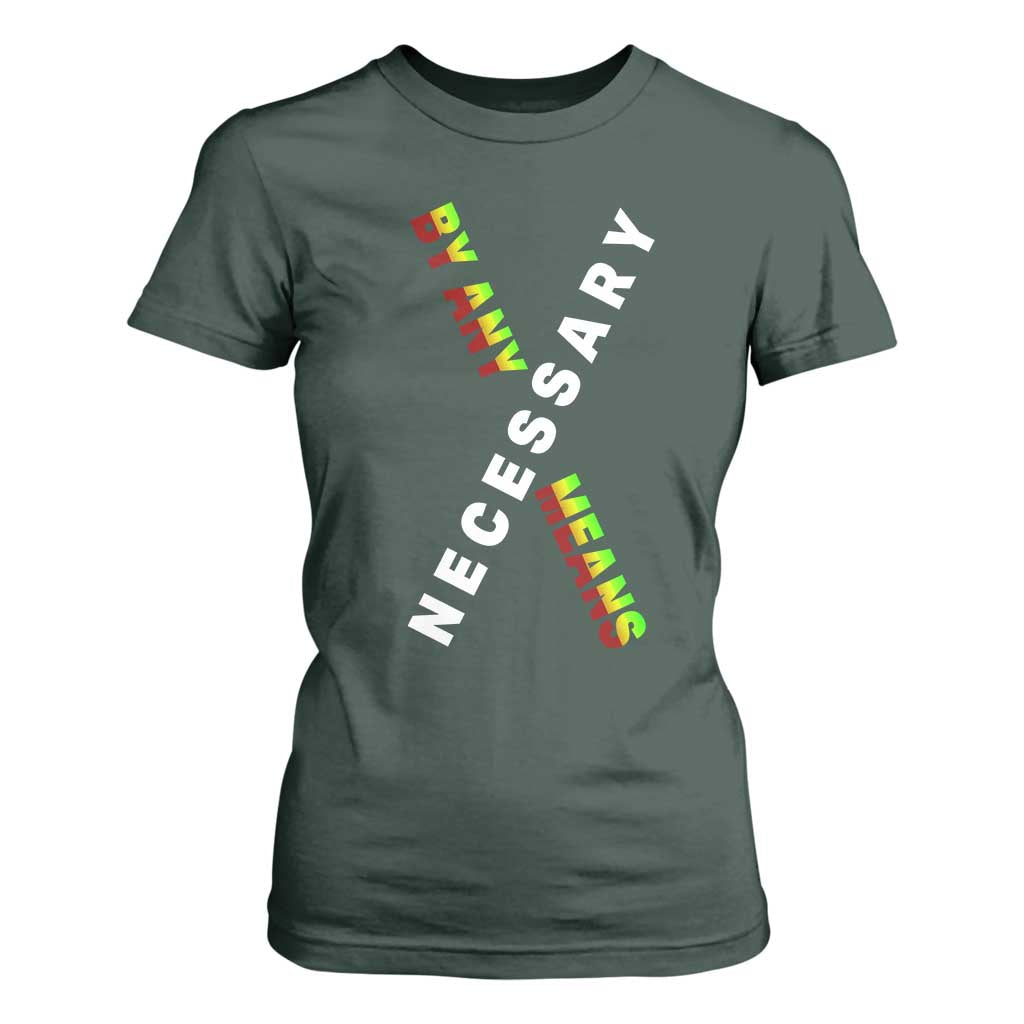 Malcolm X T Shirt For Women By Any Means Necessary  Black History