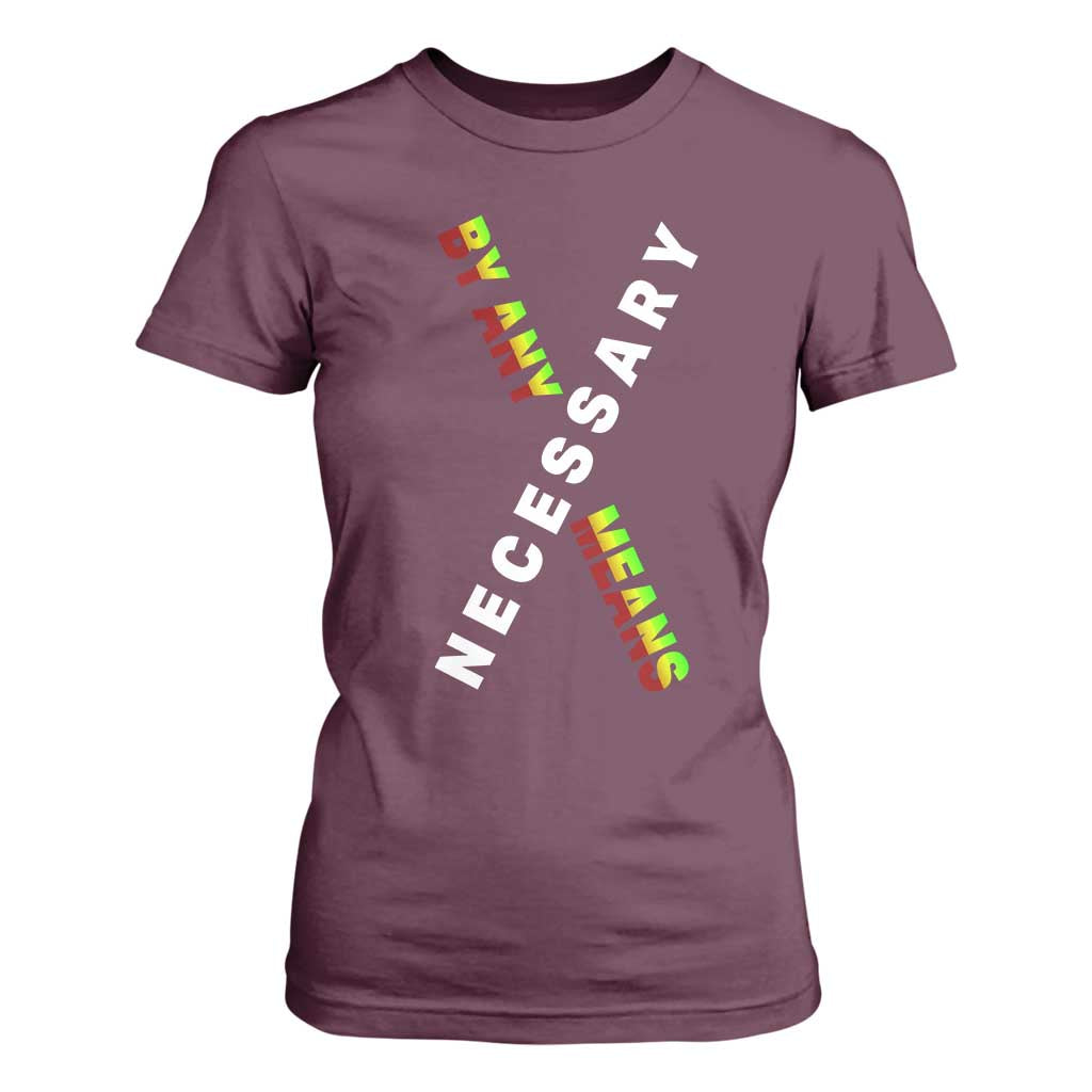 Malcolm X T Shirt For Women By Any Means Necessary  Black History