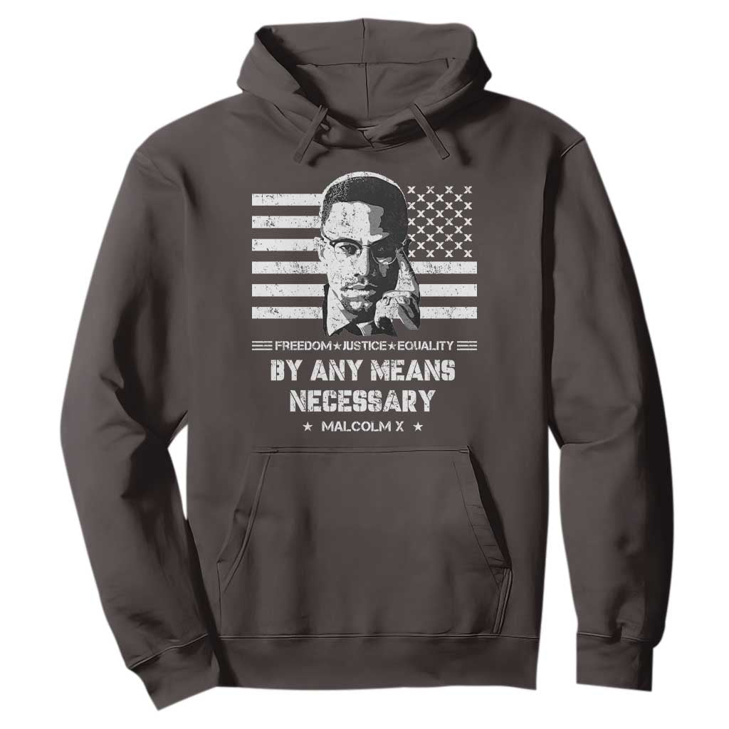 Malcolm X Hoodie By Any Means Necessary American Flag