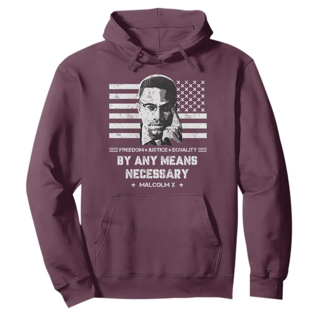 Malcolm X Hoodie By Any Means Necessary American Flag