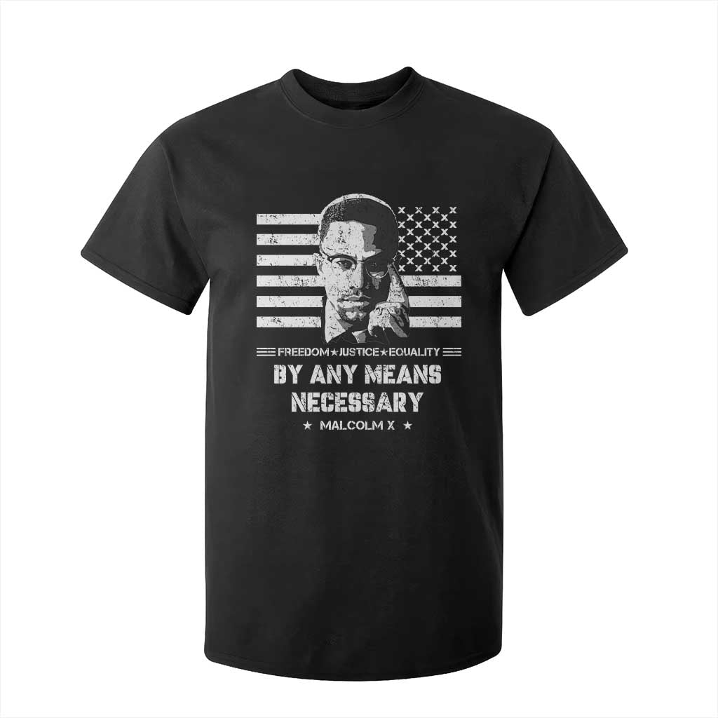 Malcolm X T Shirt For Kid By Any Means Necessary American Flag