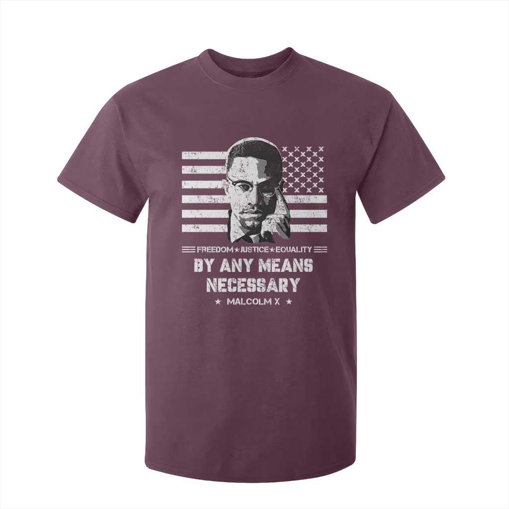 Malcolm X T Shirt For Kid By Any Means Necessary American Flag