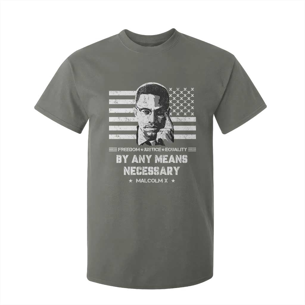 Malcolm X T Shirt For Kid By Any Means Necessary American Flag