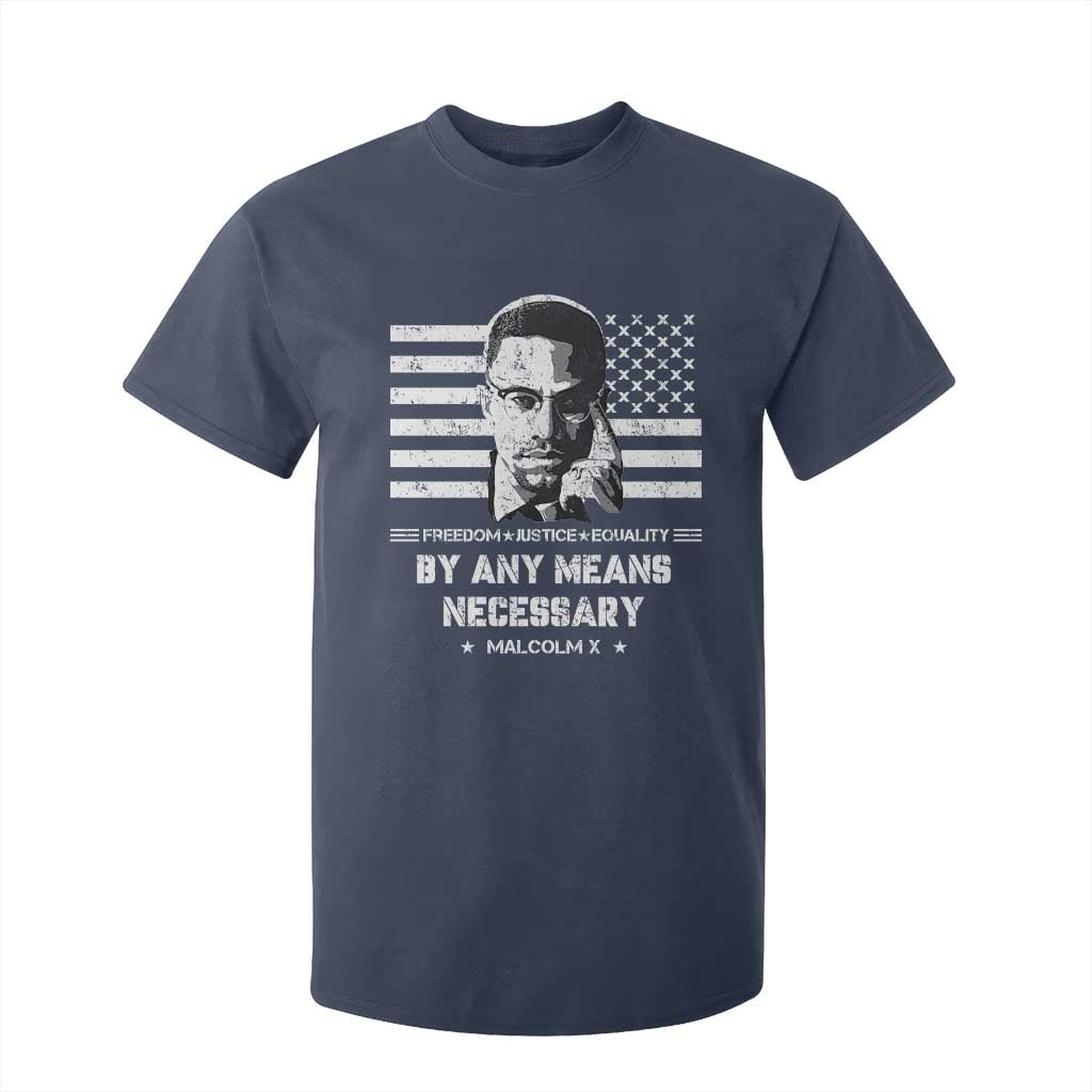 Malcolm X T Shirt For Kid By Any Means Necessary American Flag