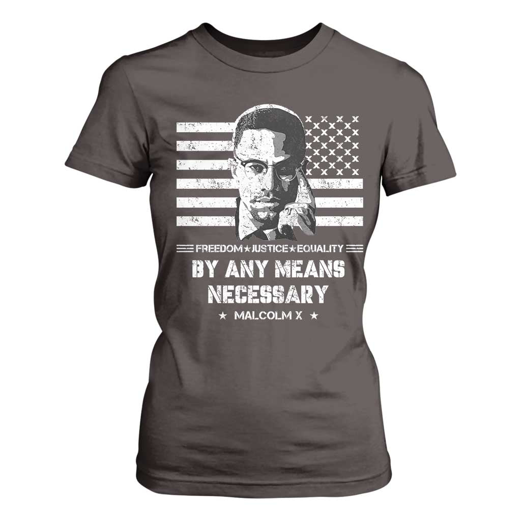 Malcolm X T Shirt For Women By Any Means Necessary American Flag