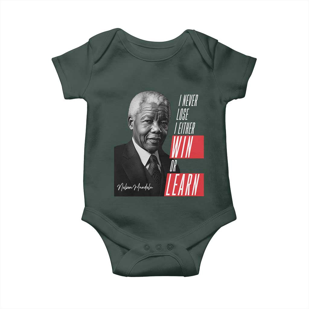 Nelson Mandela's Motivational Baby Onesie I Never Lose I Either Win Or Learn