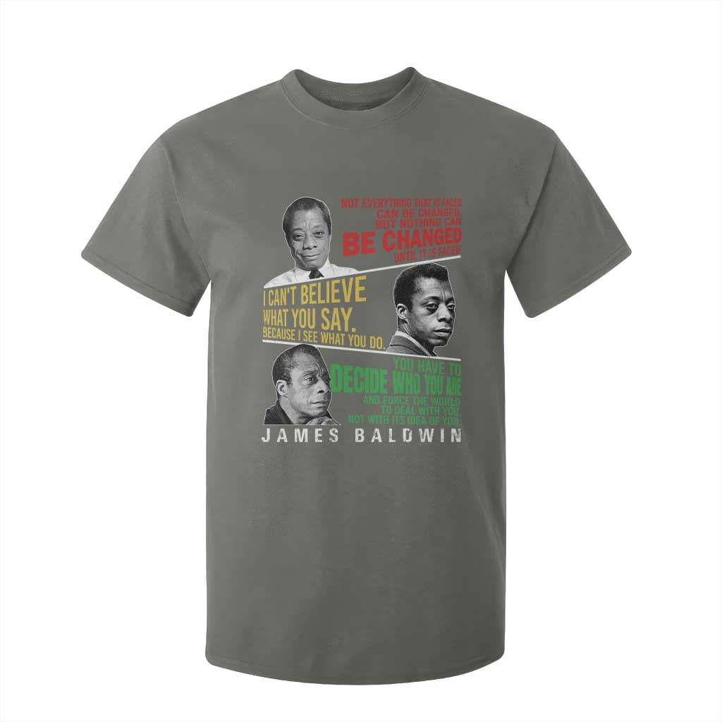 James Baldwin T Shirt For Kid Famous Quotes Nothing Can Be Changed Until It Is Faced
