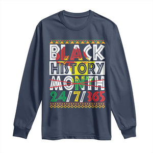 Black History Month Long Sleeve Shirt 24/7/365 Gift Pride African American