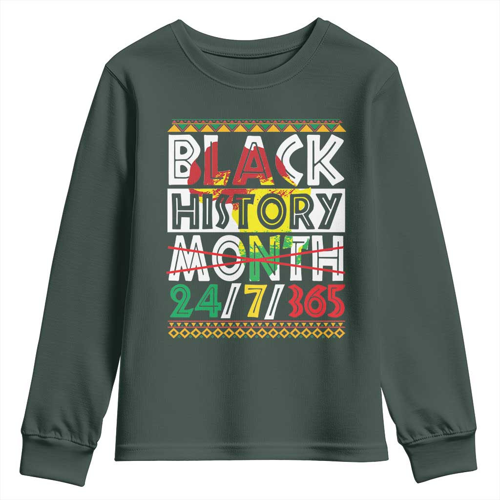 Black History Month Youth Long Sleeve Shirt 24/7/365 Gift Pride African American