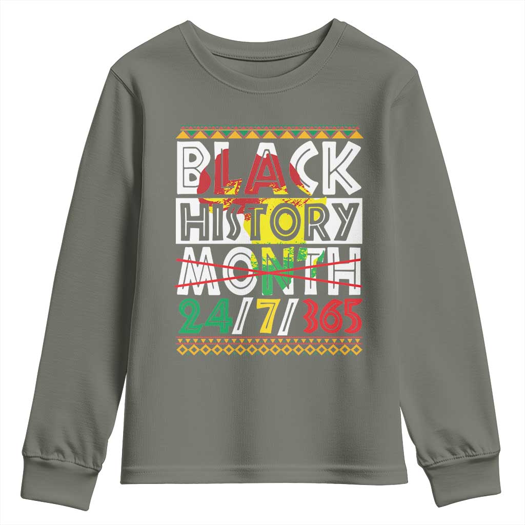 Black History Month Youth Long Sleeve Shirt 24/7/365 Gift Pride African American