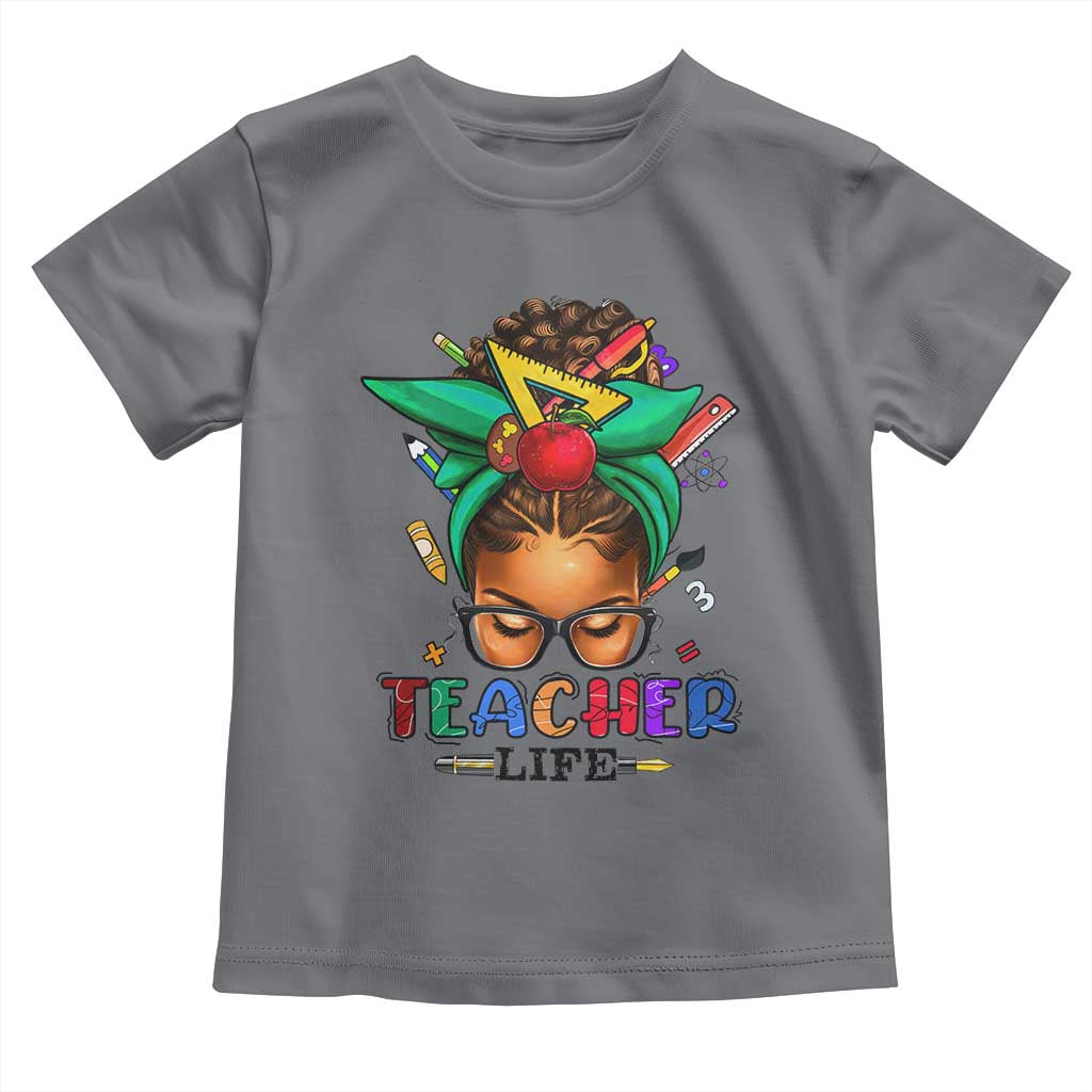 Black Teacher Life Baby Shirt Messy Bun African American Educate