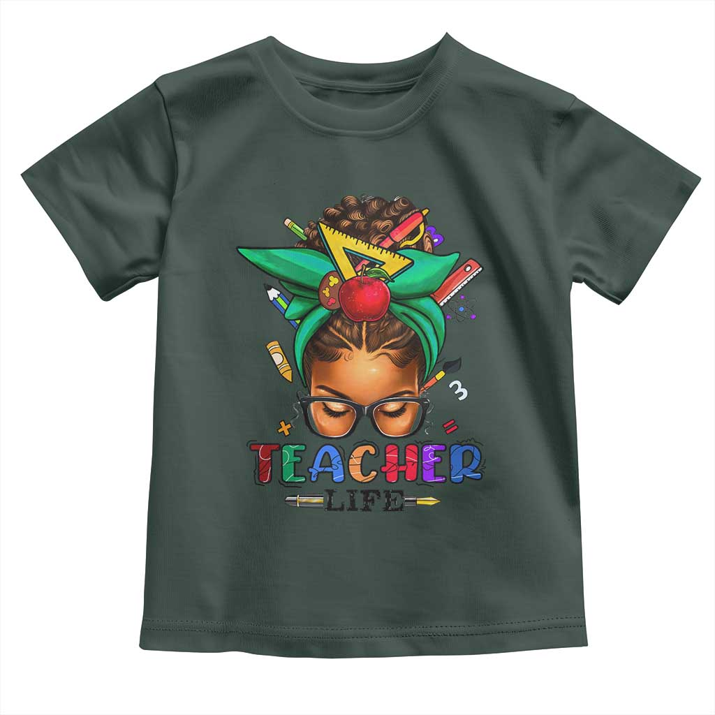 Black Teacher Life Baby Shirt Messy Bun African American Educate