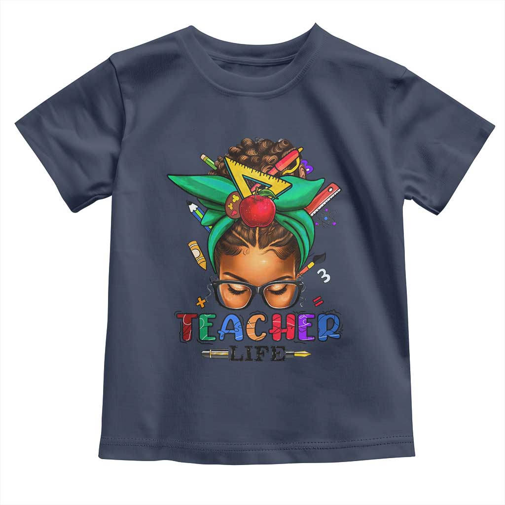 Black Teacher Life Baby Shirt Messy Bun African American Educate