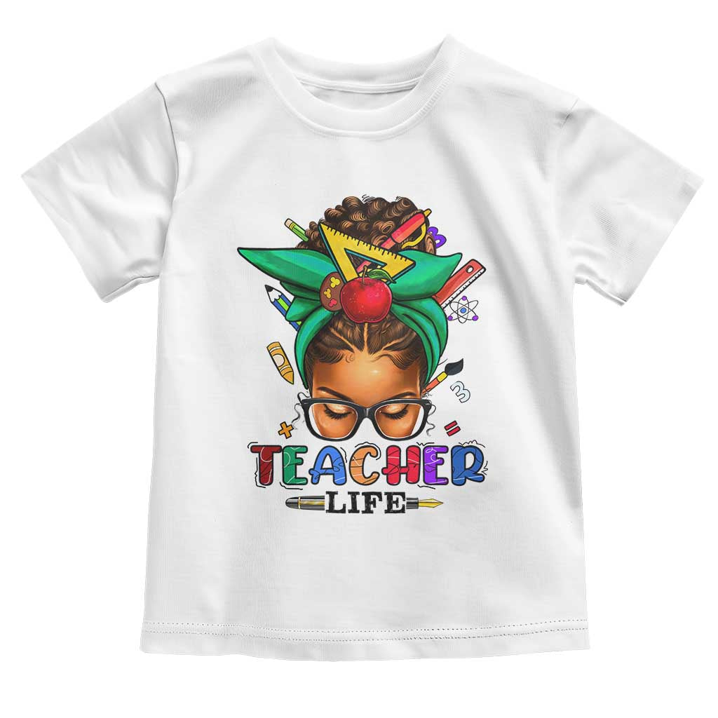 Black Teacher Life Baby Shirt Messy Bun African American Educate