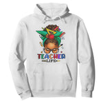 Black Teacher Life Hoodie Messy Bun African American Educate