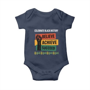 Black History Month Baby Onesie Believe Achieve Succeed African Americans Melanin Pride