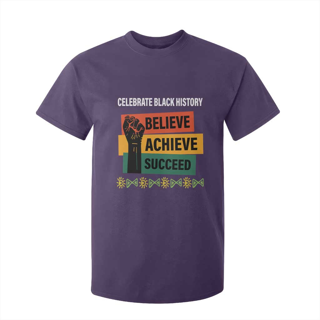 Black History Month T Shirt For Kid Believe Achieve Succeed African Americans Melanin Pride