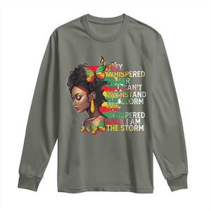 African Women Black History Month Long Sleeve Shirt She Whispered Back I Am The Storm