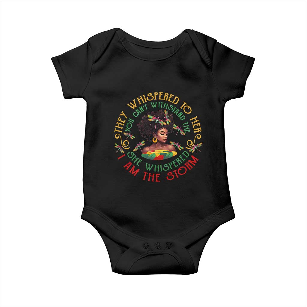 African Women Black History Month Baby Onesie Dragon Fly She Whispered Back I Am The Storm