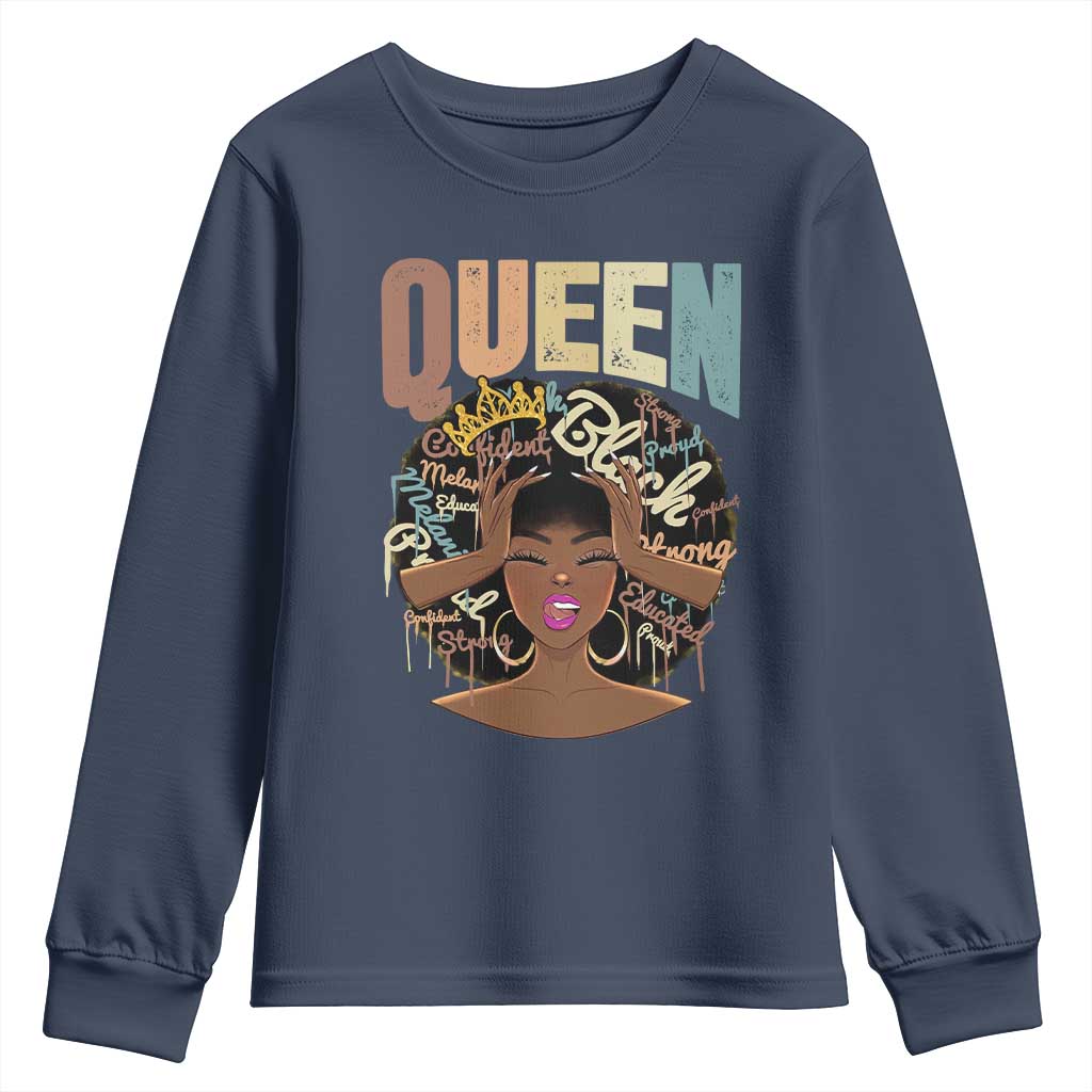 African Americans Teacher Youth Long Sleeve Shirt Educated Strong Black Queen