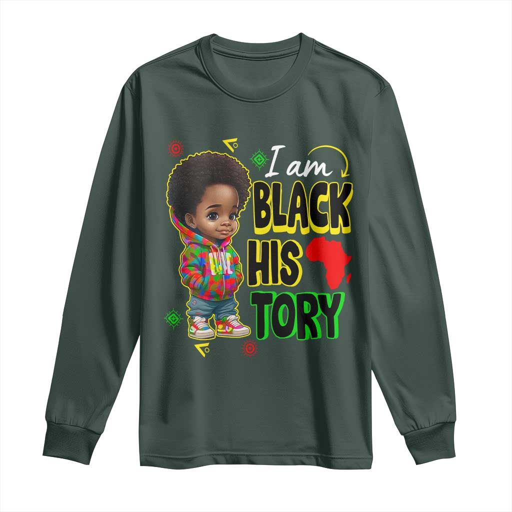 Black Boys Pride Long Sleeve Shirt Handsome Kids Boys I Am Black History Month