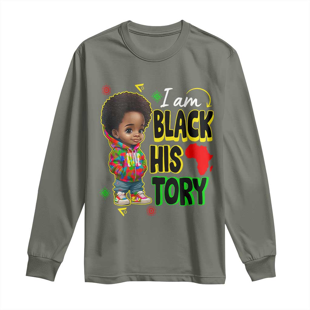 Black Boys Pride Long Sleeve Shirt Handsome Kids Boys I Am Black History Month