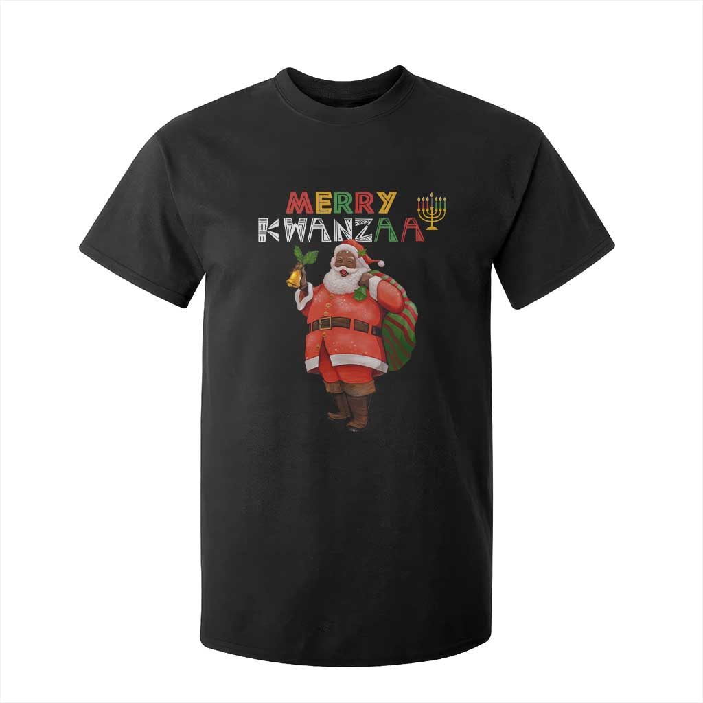 African American Xmas Merry Kwanzaa Santa T Shirt For Kid