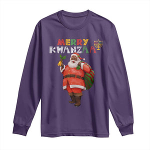 African American Xmas Merry Kwanzaa Santa Long Sleeve Shirt