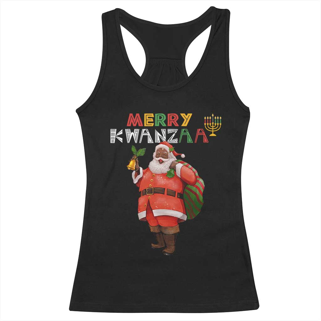 African American Xmas Merry Kwanzaa Santa Racerback Tank Top