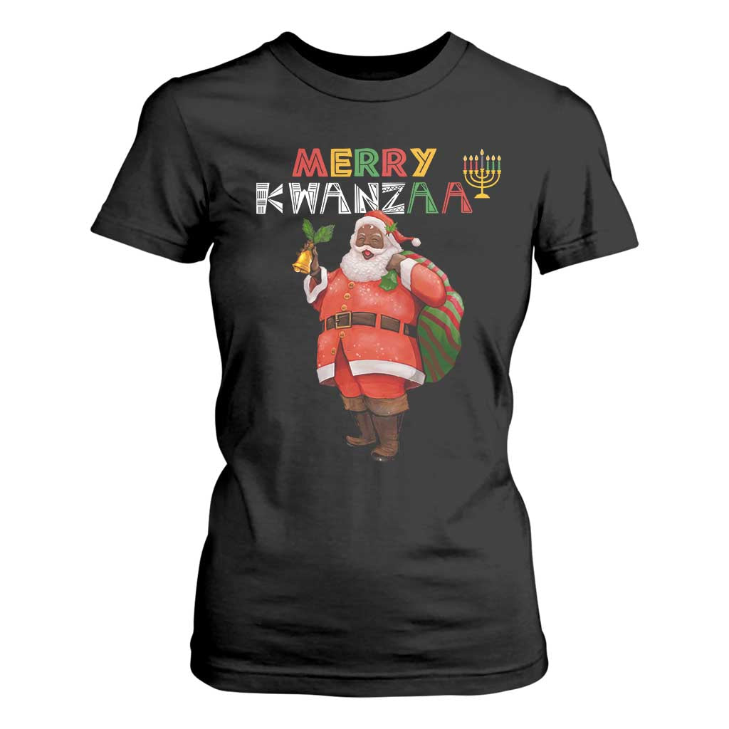 African American Xmas Merry Kwanzaa Santa T Shirt For Women