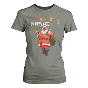 African American Xmas Merry Kwanzaa Santa T Shirt For Women