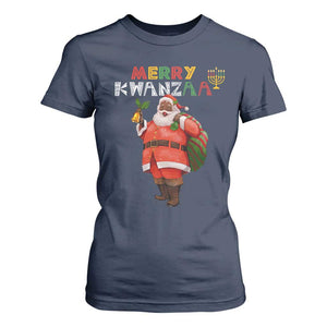 African American Xmas Merry Kwanzaa Santa T Shirt For Women