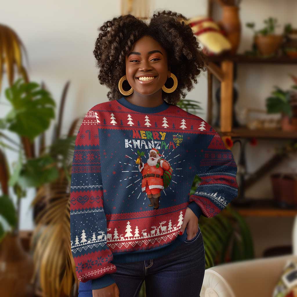 African American Xmas Merry Kwanzaa Santa Ugly Christmas Sweater