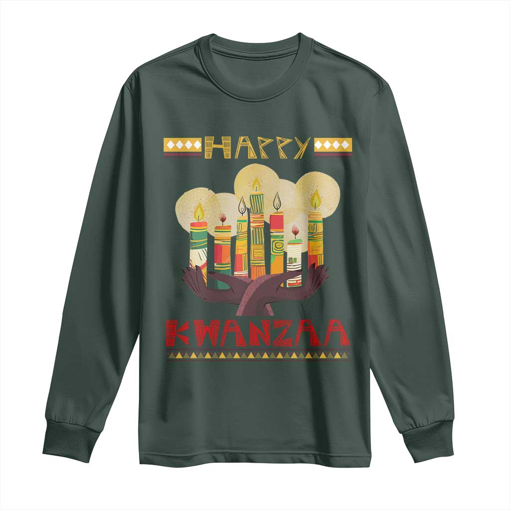 African American Xmas Happy Kwanzaa Long Sleeve Shirt