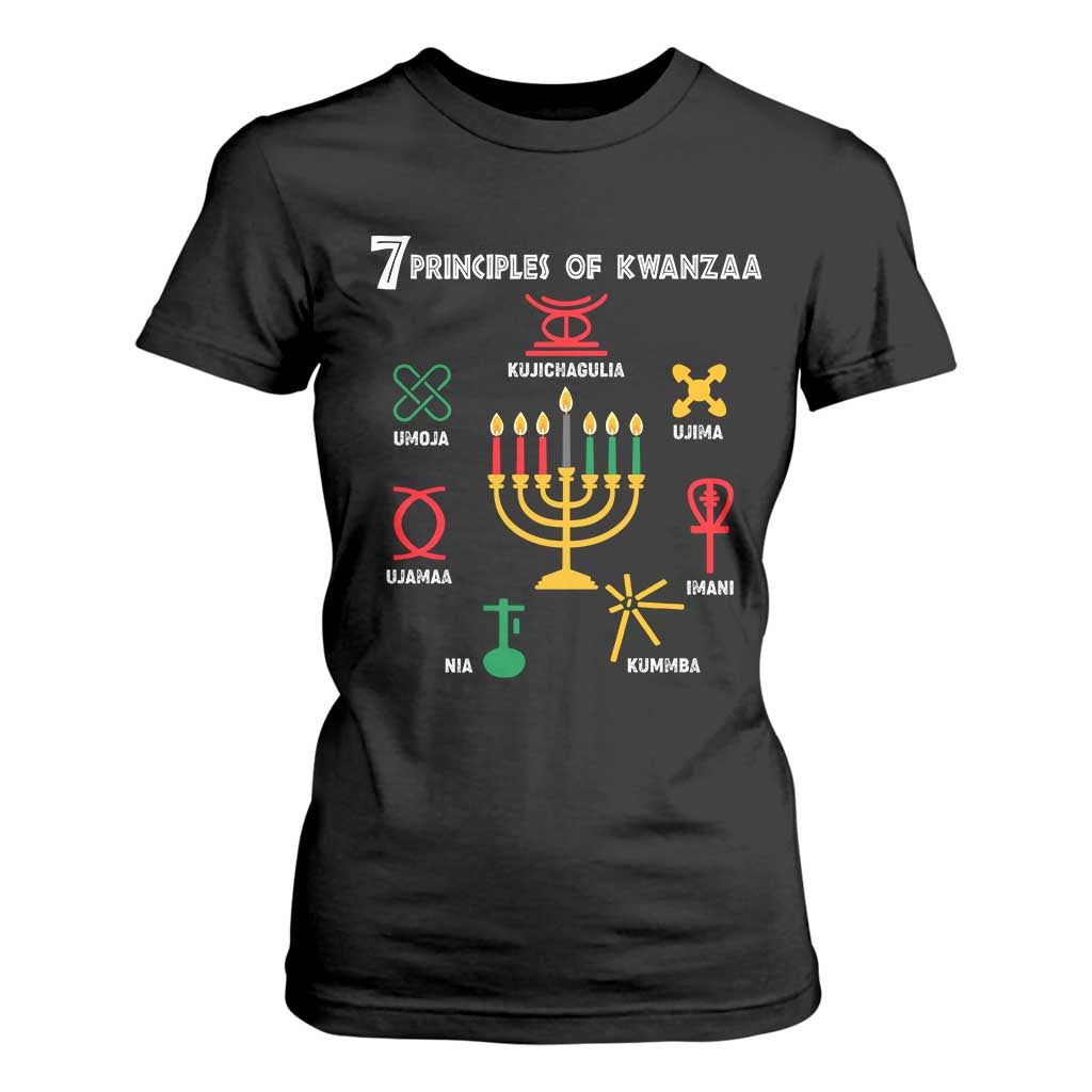 African American Xmas 7 Principles Of Kwanzaa T Shirt For Women