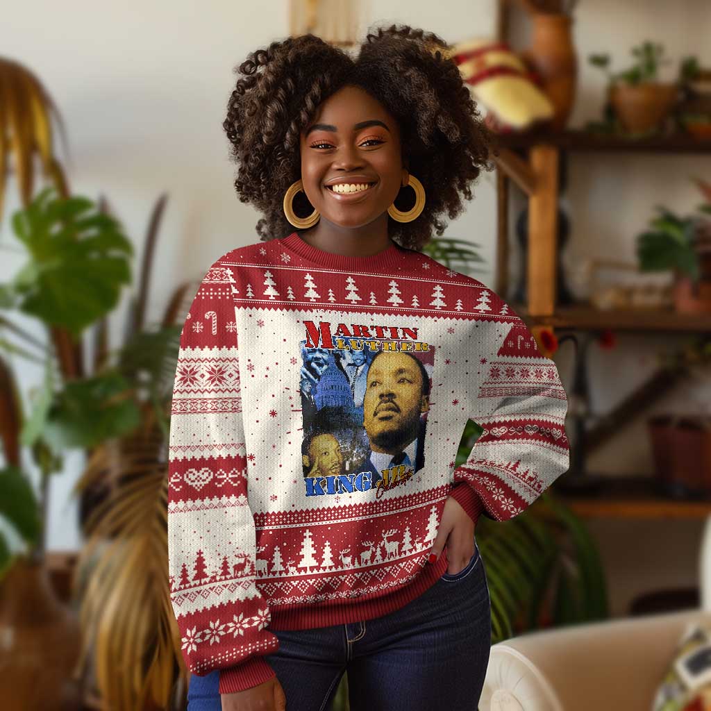 Martin Luther King Jr Ugly Christmas Sweater His Dream Is My Dream American Flag MLK Day Black HIstory