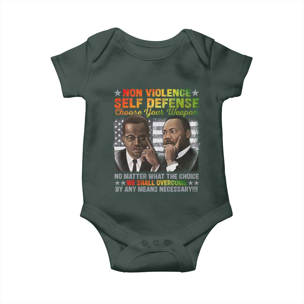 Malcolm X Martin Luther King Jr Baby Onesie Choose Your Weapon No Matter What The Choice
