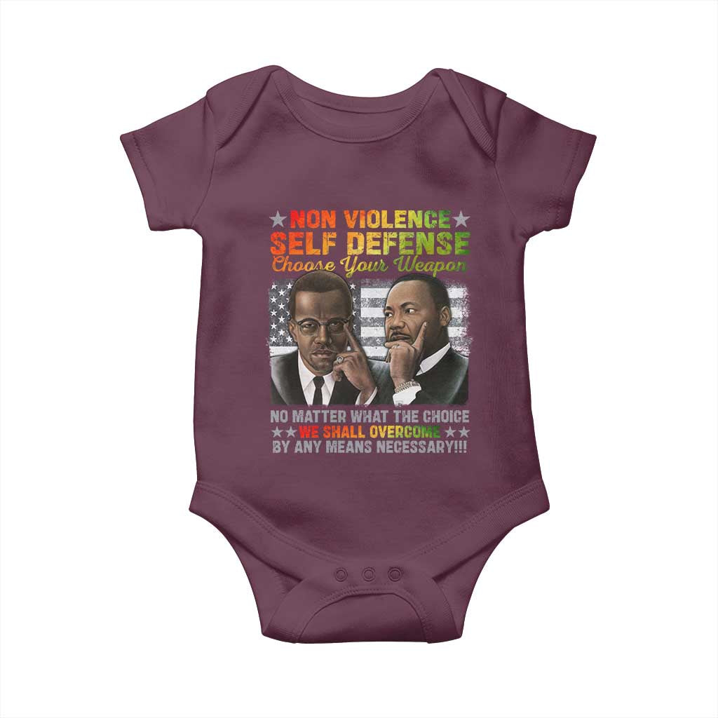 Malcolm X Martin Luther King Jr Baby Onesie Choose Your Weapon No Matter What The Choice