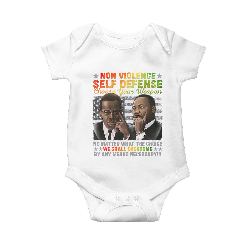 Malcolm X Martin Luther King Jr Baby Onesie Choose Your Weapon No Matter What The Choice