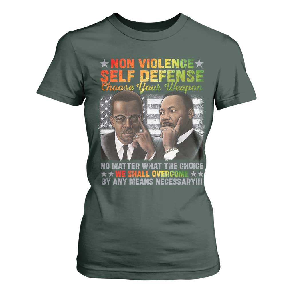 Malcolm X Martin Luther King Jr T Shirt For Women Choose Your Weapon No Matter What The Choice
