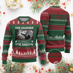 Obama MLK Ugly Christmas Sweater The Change Began With The Dream