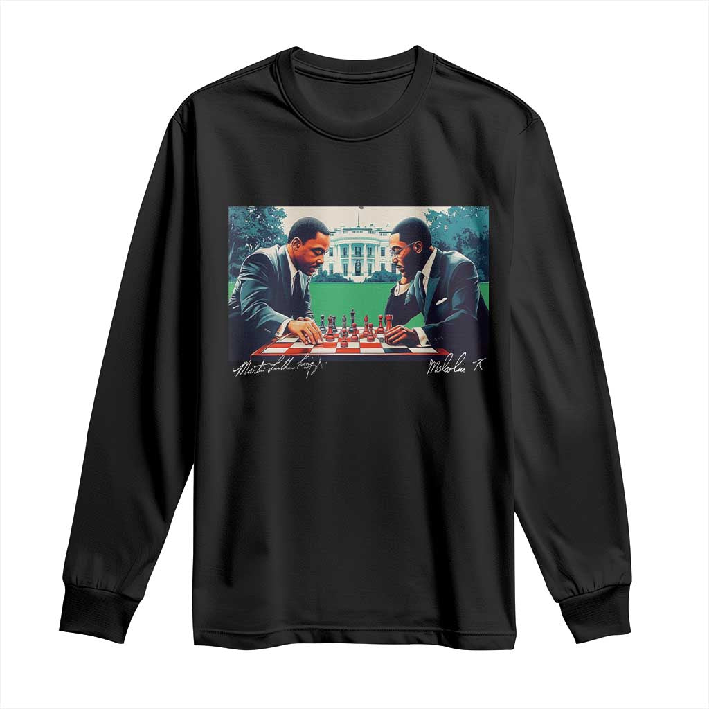 Malcolm X Martin Luther King Jr Long Sleeve Shirt Playing Chess White House Black History
