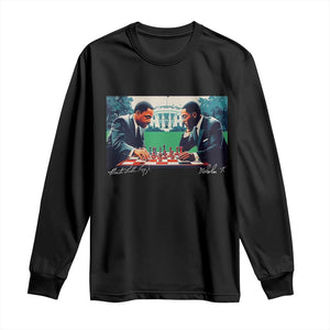 Malcolm X Martin Luther King Jr Long Sleeve Shirt Playing Chess White House Black History