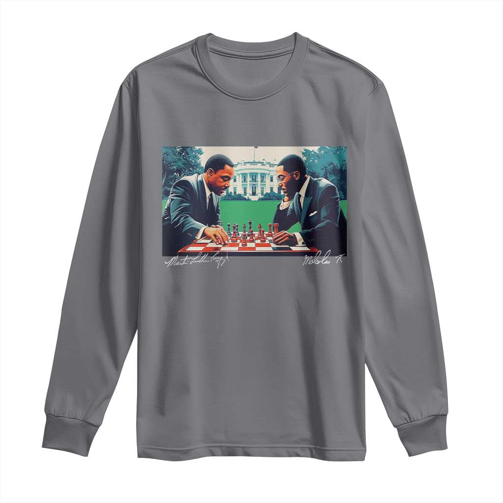 Malcolm X Martin Luther King Jr Long Sleeve Shirt Playing Chess White House Black History